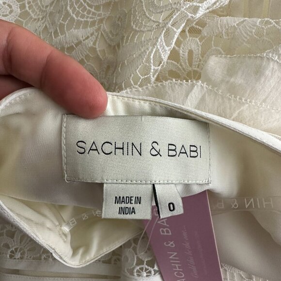 NWT Sachin + Babi Nina Gown White Lace Maxi Dress Long Wedding Boho Cutout Ivory - Picture 9 of 14